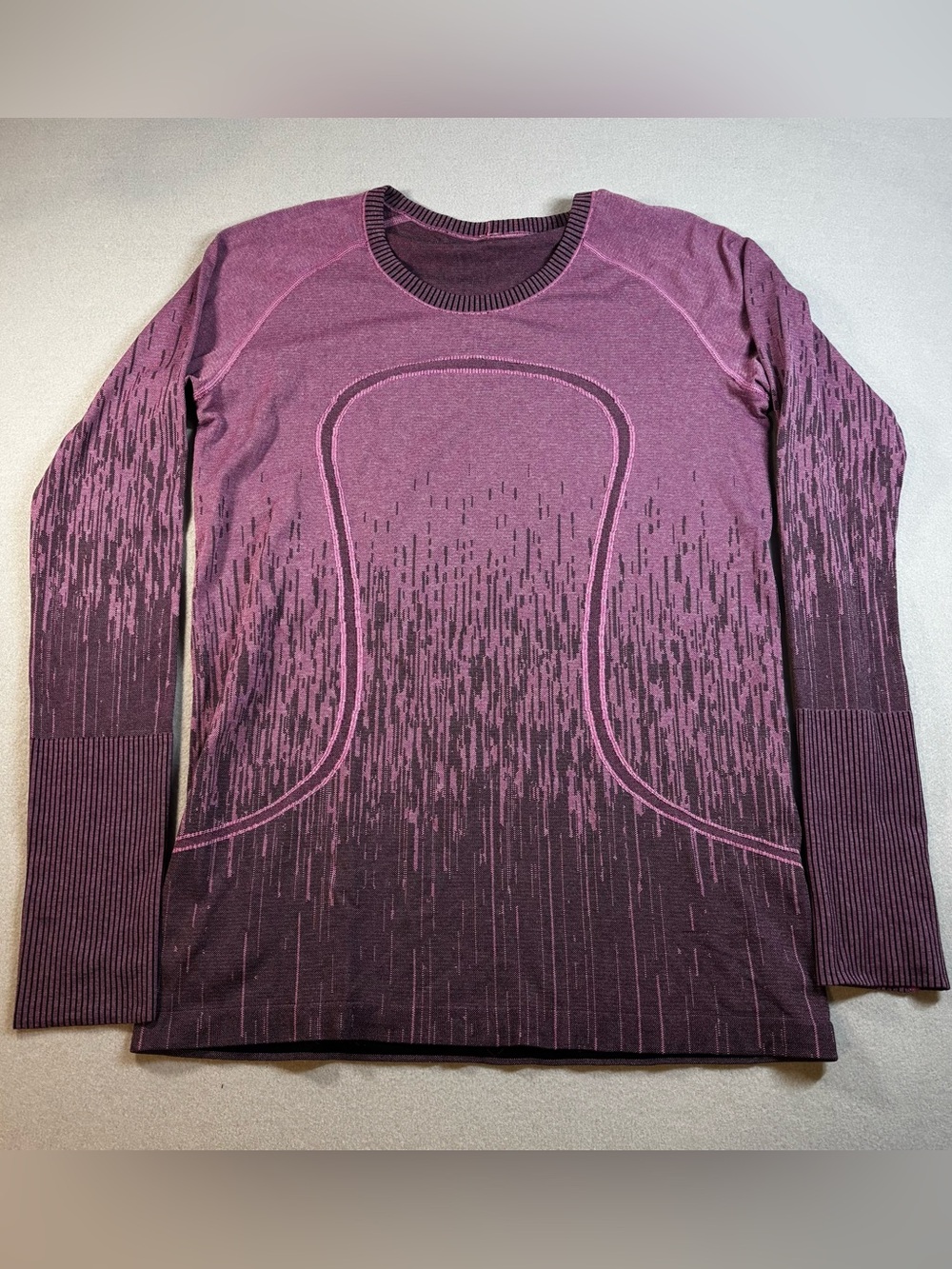 Lululemon Swifty Tech Long Sleeve Heather Purple & Black Crew Women's Size 12